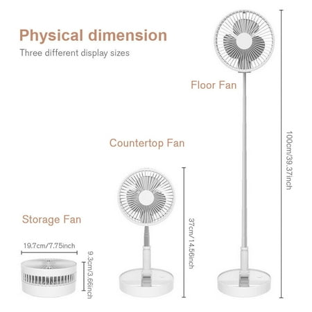 Portable Desk Table Fan Foldable Standing Fan Telescopic Pedestal Fans 4 Speeds